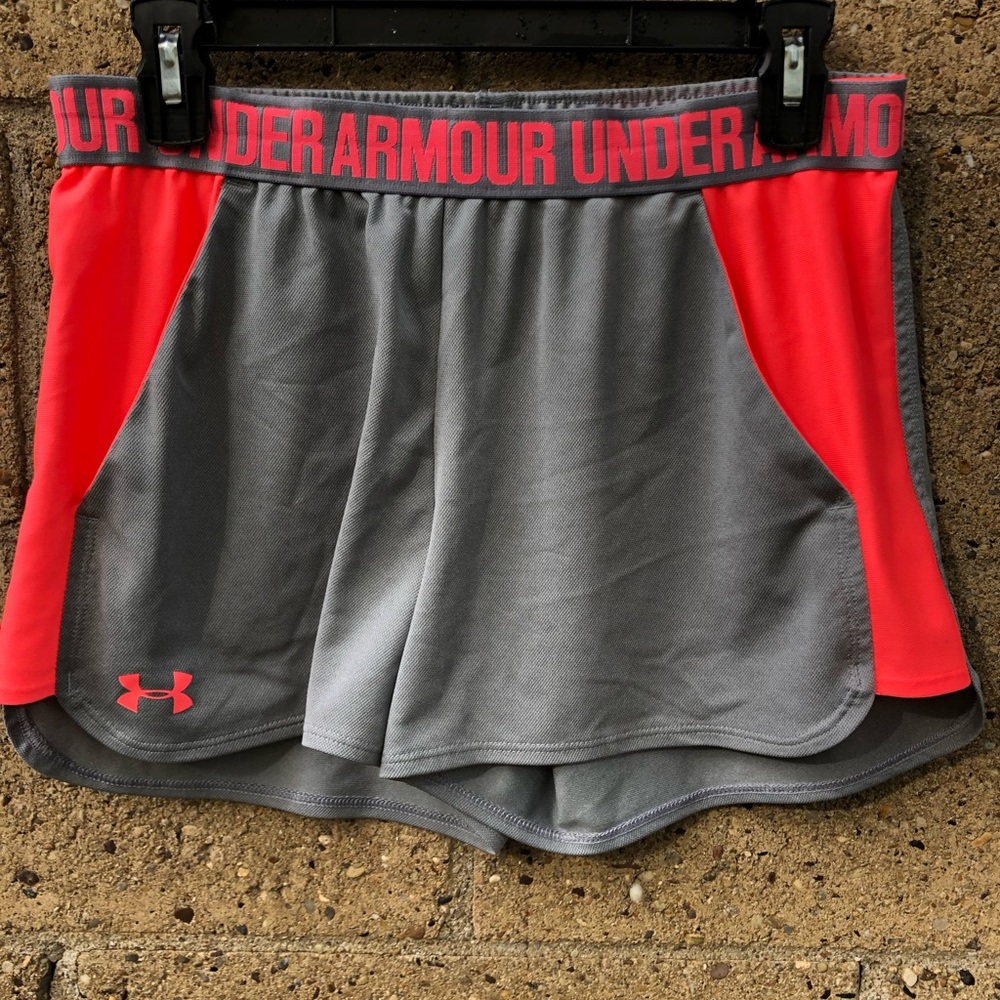 Under Armour Gray and Red Athletic Shorts